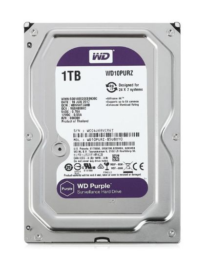 Εικόνα της WD σκληρός δίσκος 3.5" Purple Surveillance 1TB, 64MB, 5400RPM, SATA III