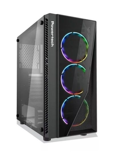 Picture of POWERTECH Gaming case PT-743, tempered glass, 4x 120mm fans (3x RGB)