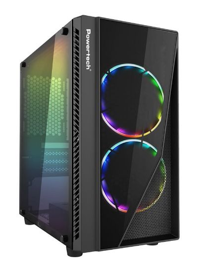 Picture of POWERTECH Gaming case PT-839, tempered glass, 3x 120mm fans (2x RGB)