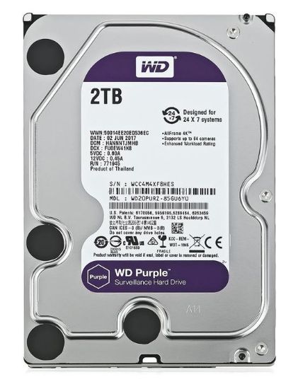 Picture of WD σκληρός δίσκος 3.5" Purple Surveillance 2TB, 256MB, 5400RPM, SATA III